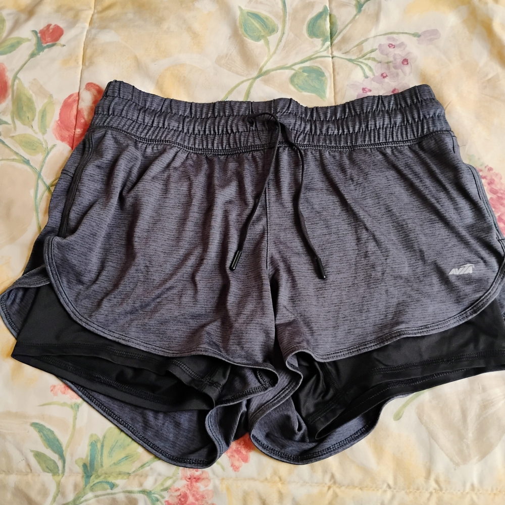 Avia Women's Charcoal and Black Athletic Shorts